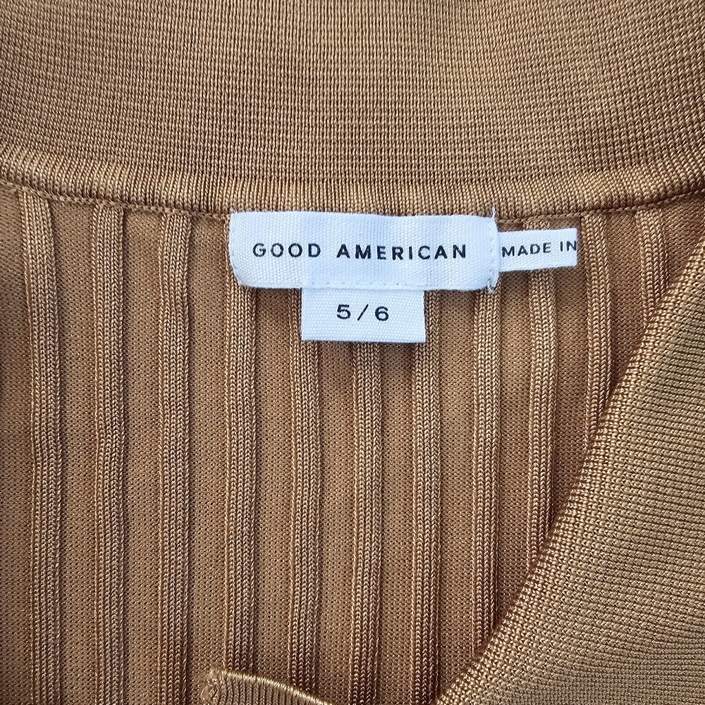 NWT Good American 5/6 Ribbed Button-Up Long Sleeve Top - Picture 5 of 6